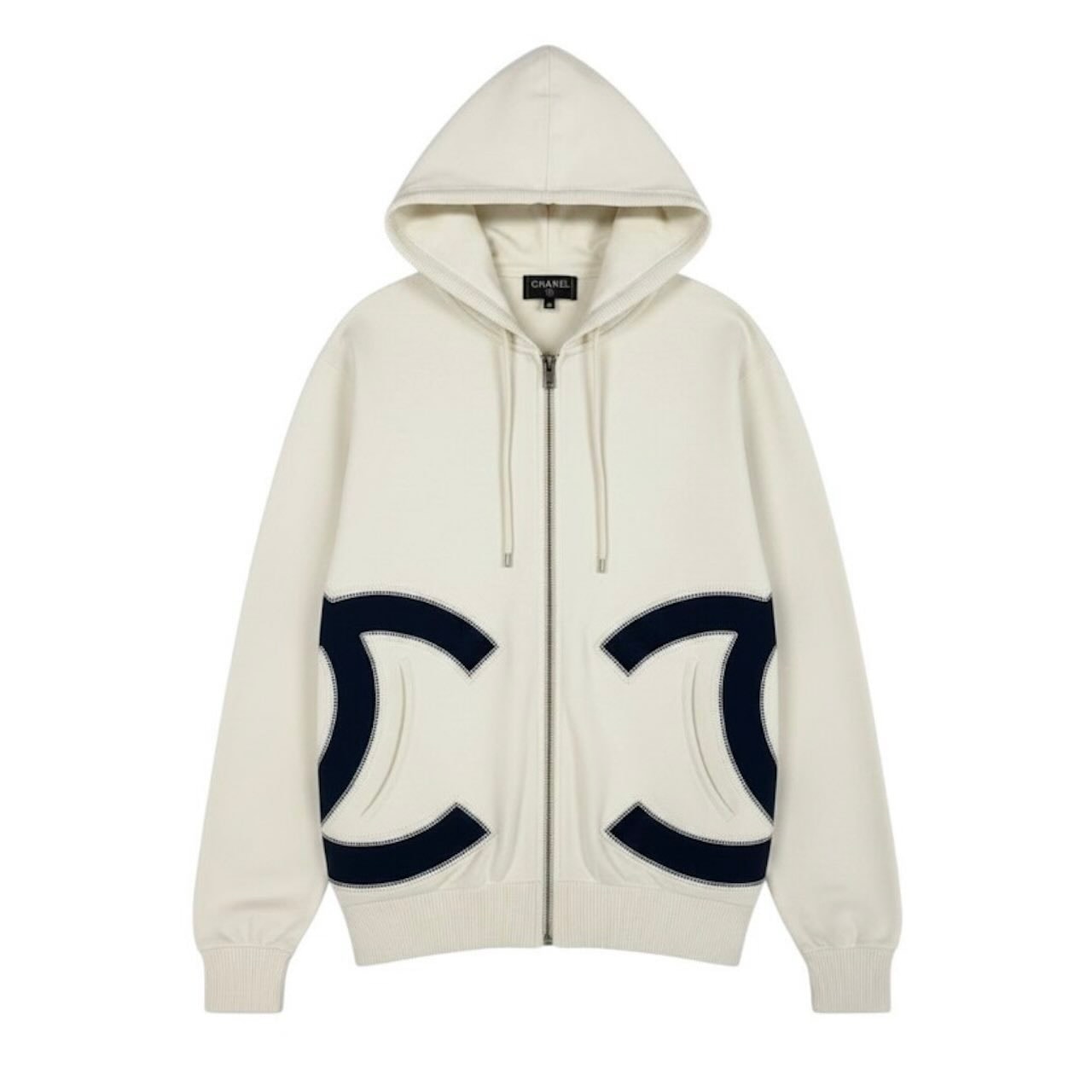 CHANEL シャネル シャネル ココマーク ダブルジップパーカー ビッグロゴ ホワイト ポリエステル ビスコース/ パーカー A3-00211 【中古】