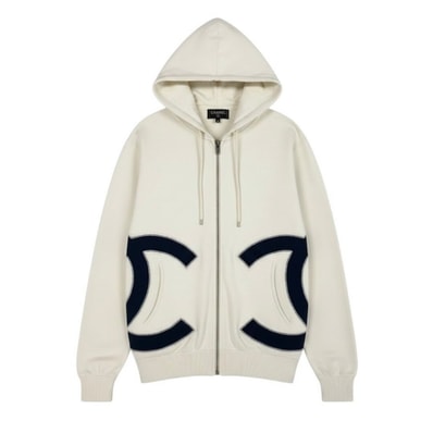CHANEL シャネル シャネル ココマーク ダブルジップパーカー ビッグロゴ ホワイト ポリエステル ビスコース/ パーカー A3-00211 【中古】