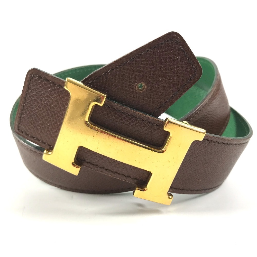 エルメス HERMES Hベルト アクセサリー ボトムス用ベルト バックル ベルト レザー A□刻 グリーン