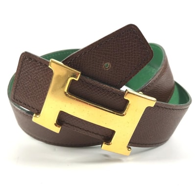 エルメス HERMES Hベルト アクセサリー ボトムス用ベルト バックル ベルト レザー A□刻 グリーン