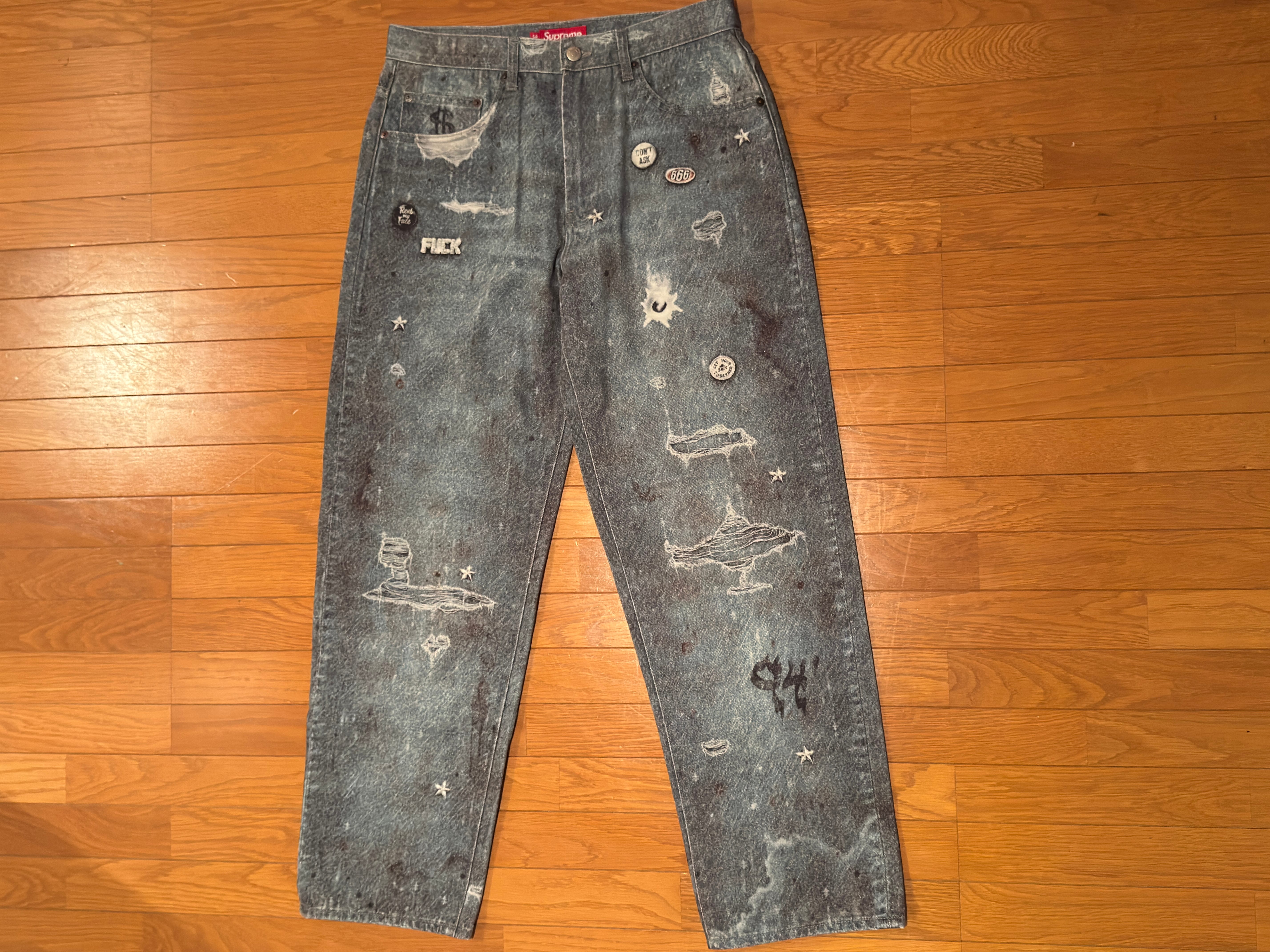 シュプリーム HJR トロンプルイユ ルーズフィット ジーンズ "ブルー"