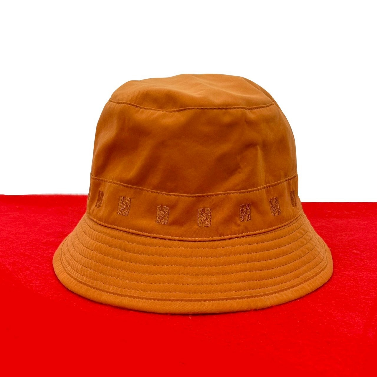 HERMES エルメス 刺繡 ポリエステル ナイロン アセテート ハット オレンジ
 29788