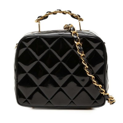 シャネル マトラッセ ハンドバッグ チェーン ショルダーバッグ 2WAY ブラック パテントレザー レディース CHANEL 【中古】