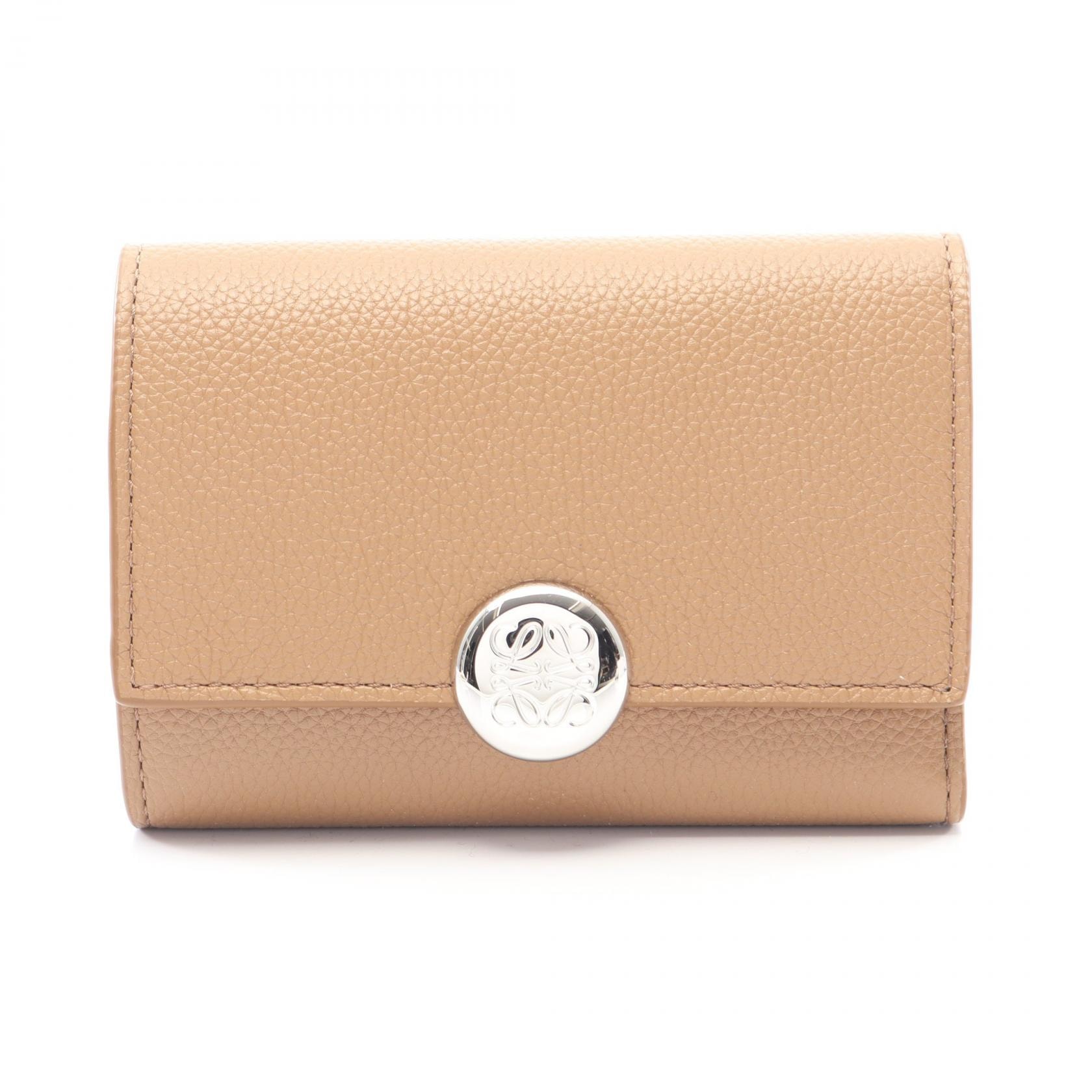 ロエベ LOEWE ぺブル スモール バーティカル ウォレット 三つ折り財布 財布 レザー レディース ブラウン系 CANBS33X039579 【新品】