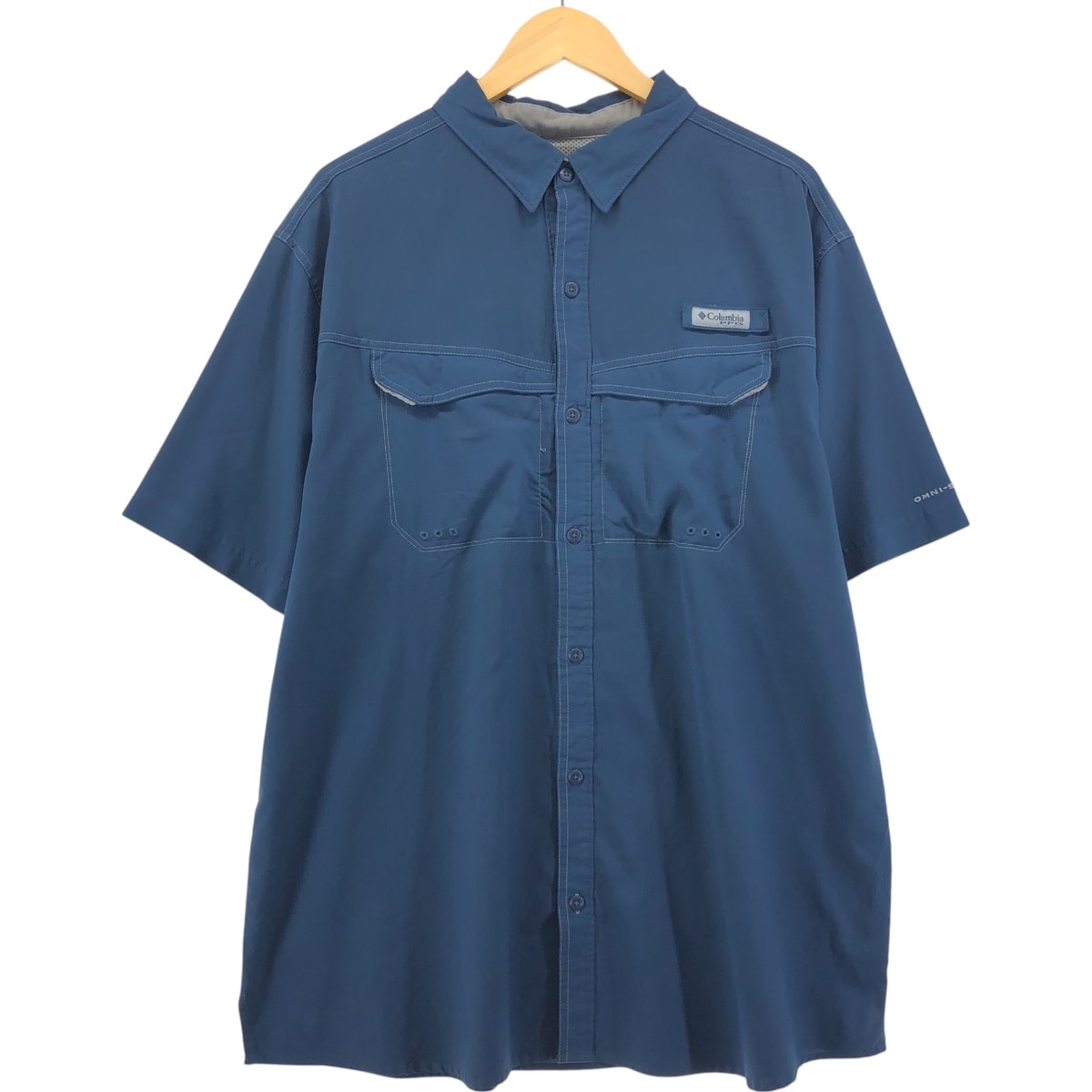 古着 コロンビア Columbia PFG OMNI-SHADE リップストップ ボタンダウン 半袖 フィッシングシャツ メンズXXL相当/eaa551888