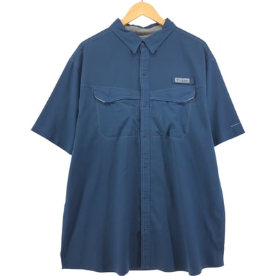 古着 コロンビア Columbia PFG OMNI-SHADE リップストップ ボタンダウン 半袖 フィッシングシャツ メンズXXL相当/eaa551888