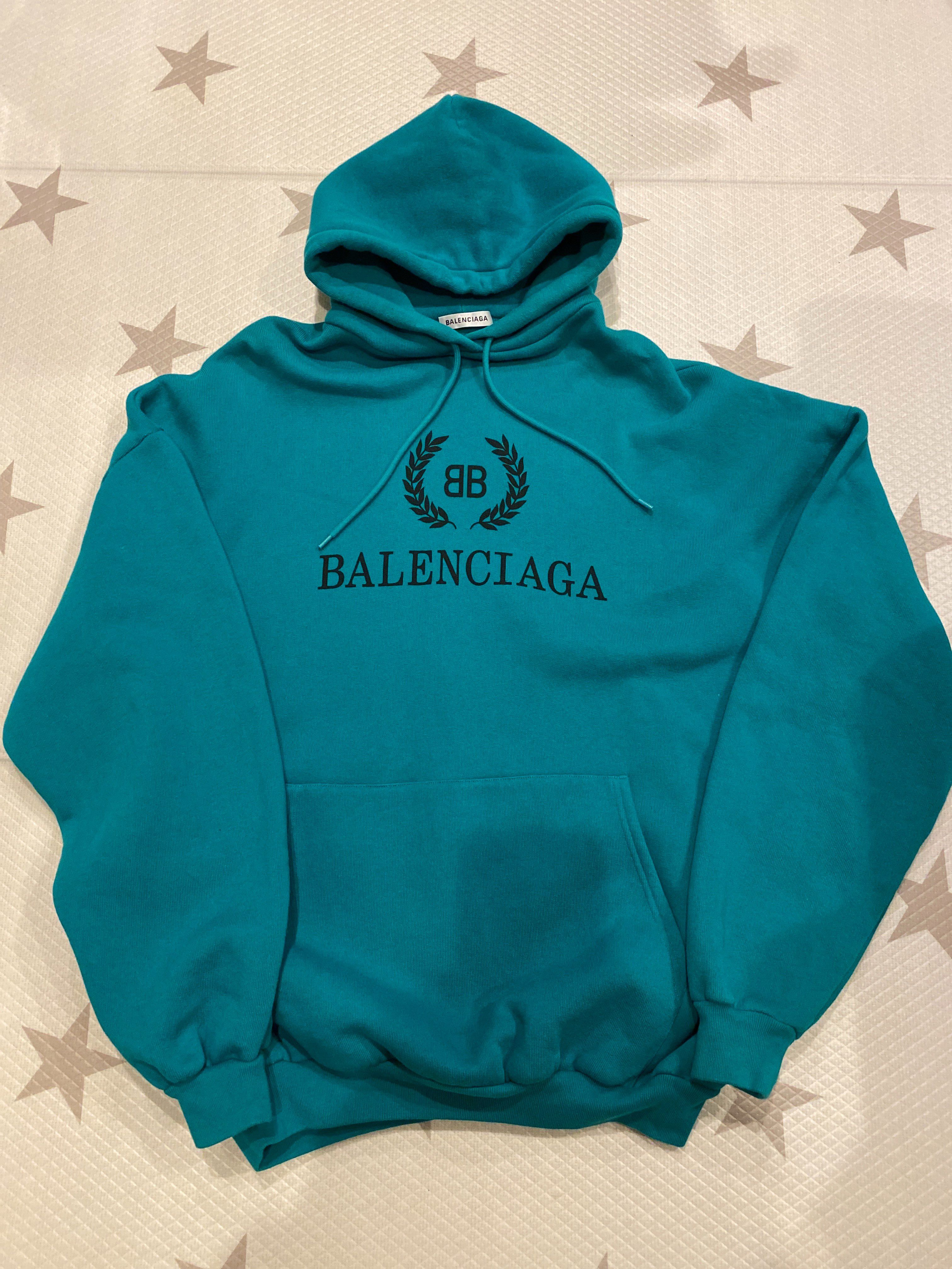 BALENCIAGA Logo Print Hooded SweatShirts "Green"