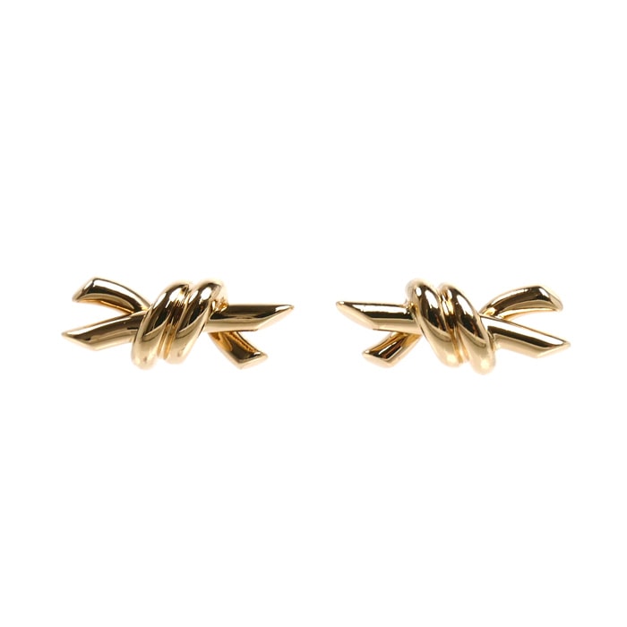 TIFFANY&Co. ティファニー K18PG ピンクゴールド ノット スモール ピアス 75123698 3.9g レディース【中古】【美品】