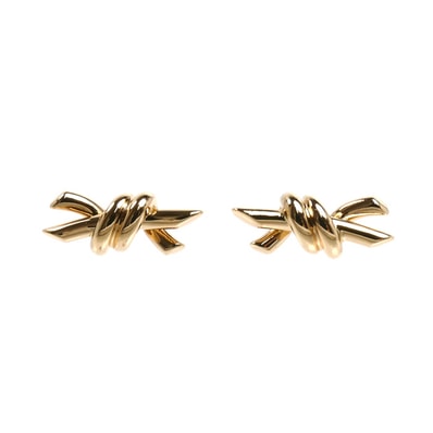 TIFFANY&Co. ティファニー K18PG ピンクゴールド ノット スモール ピアス 75123698 3.9g レディース【中古】【美品】