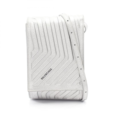 バレンシアガ BALENCIAGA カーフォンホルダー ショルダーバッグ バッグ レザー メンズ レディース シルバー系 693544 【中古】