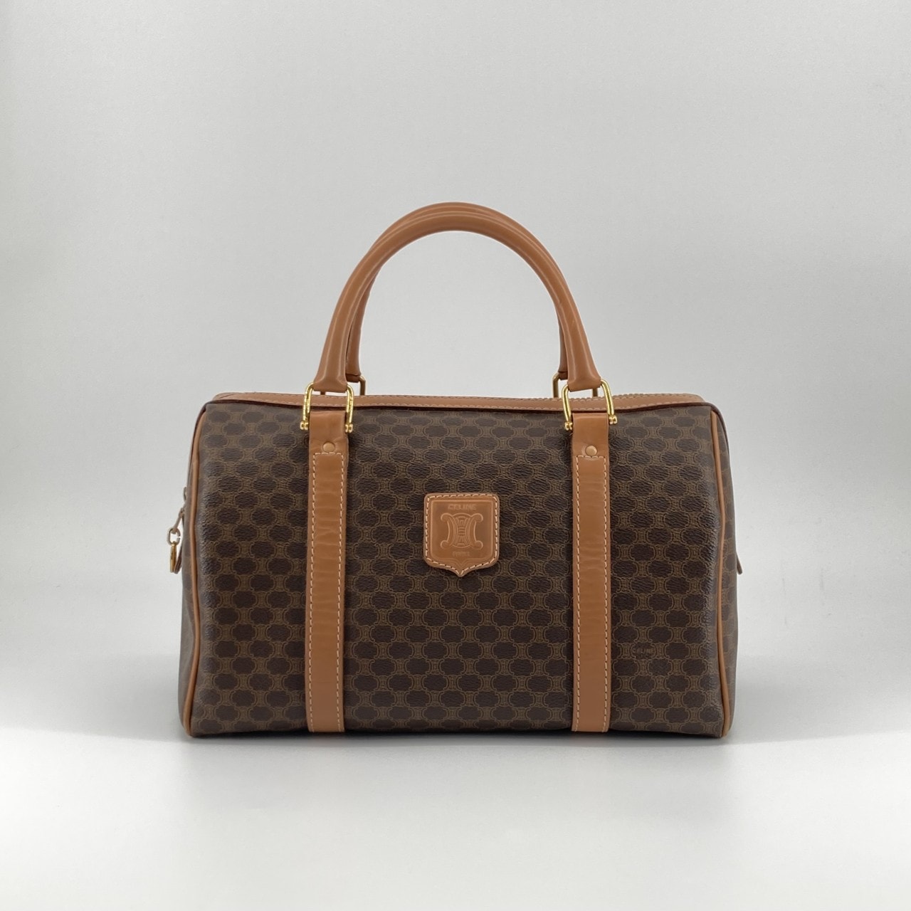 CELINE(セリーヌ) マカダム柄 ミニボストンバッグ ブラウン×ベージュ