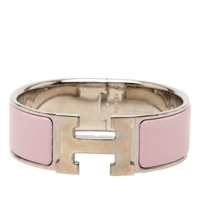 エルメス クリッククラックH PM ブレスレット シルバー ピンク メタル エナメル レディース HERMES 【中古】