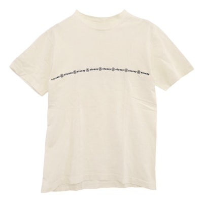 STUSSY ステューシー Tシャツ 90s 紺タグ USA製 OLD オールド プリント Tシャツ ホワイト系 S【中古】