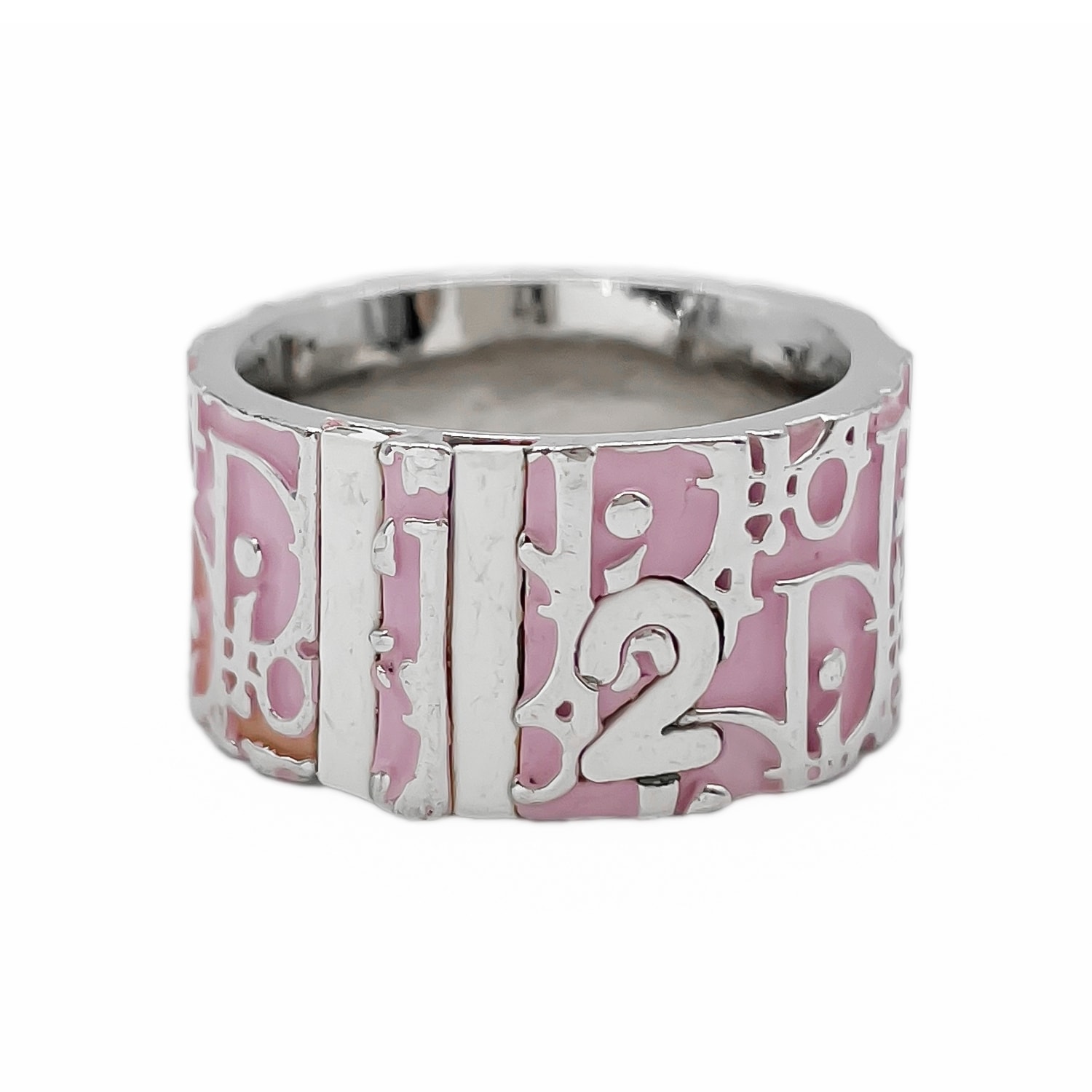 Dior ディオール ロゴ トロッター ナンバー2 リング・指輪 Y2K オブリーク 12号 ピンク レディース 【中古】