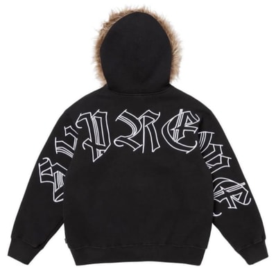 Supreme Faux Fur Zip Up Hooded Sweatshirt "Black"