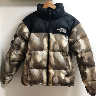 Supreme x The North Face Fur Print Nuptse Jacket "Brown"