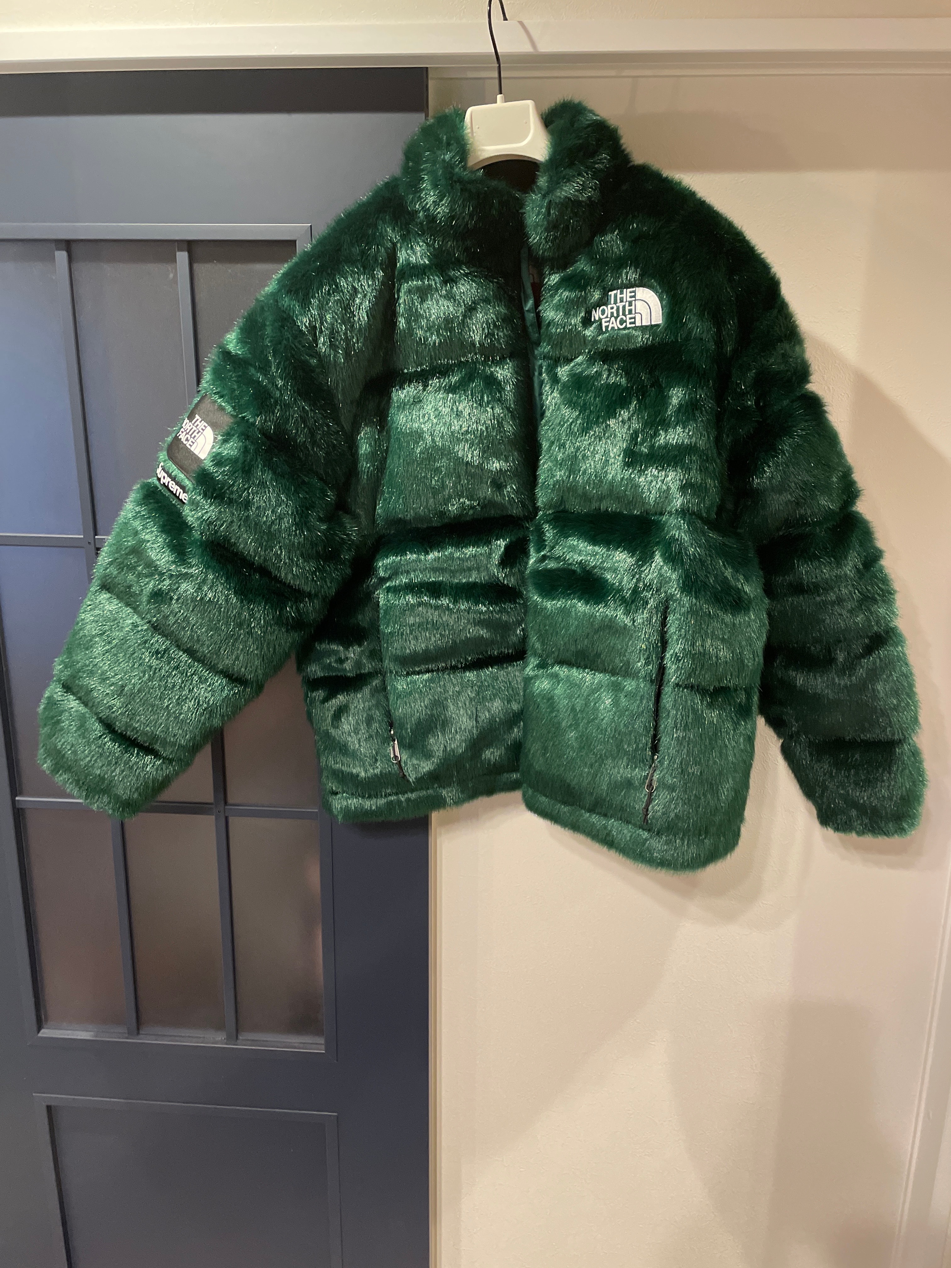 Supreme x The North Face Faux Fur Nuptse Jacket "Green"
