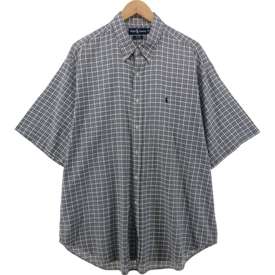 古着 ラルフローレン Ralph Lauren BLAIRE 半袖 ボタンダウン チェックシャツ メンズXL相当/eaa552702