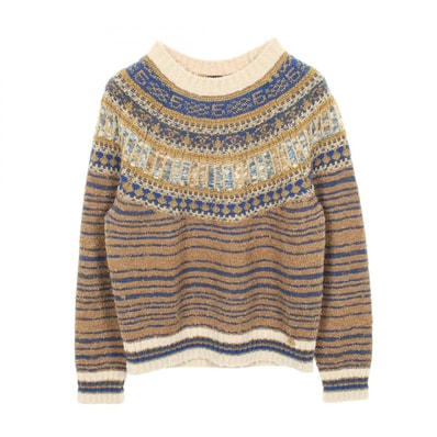 シャネル CHANEL Nordic Pattern Knit ニット 衣料品 トップス シルク カシミヤ モヘヤ レディース ブラウン系 / ブルー系 / ゴールド系 P61617K417223 【中古】