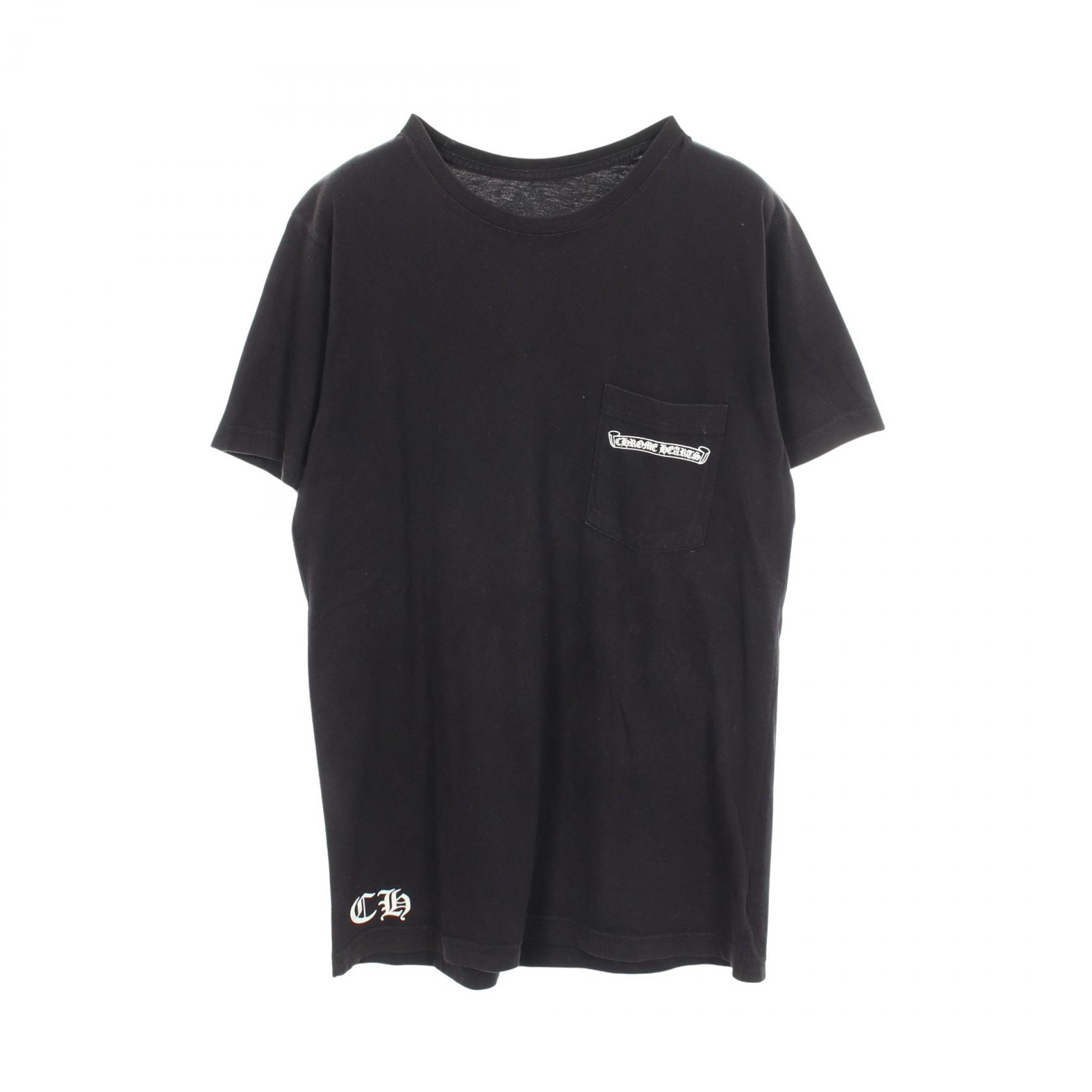 クロムハーツ CHROME HEARTS スクロールラベル ポケット付き 半袖Tシャツ 衣料品 トップス コットン メンズ ブラック系 【中古】