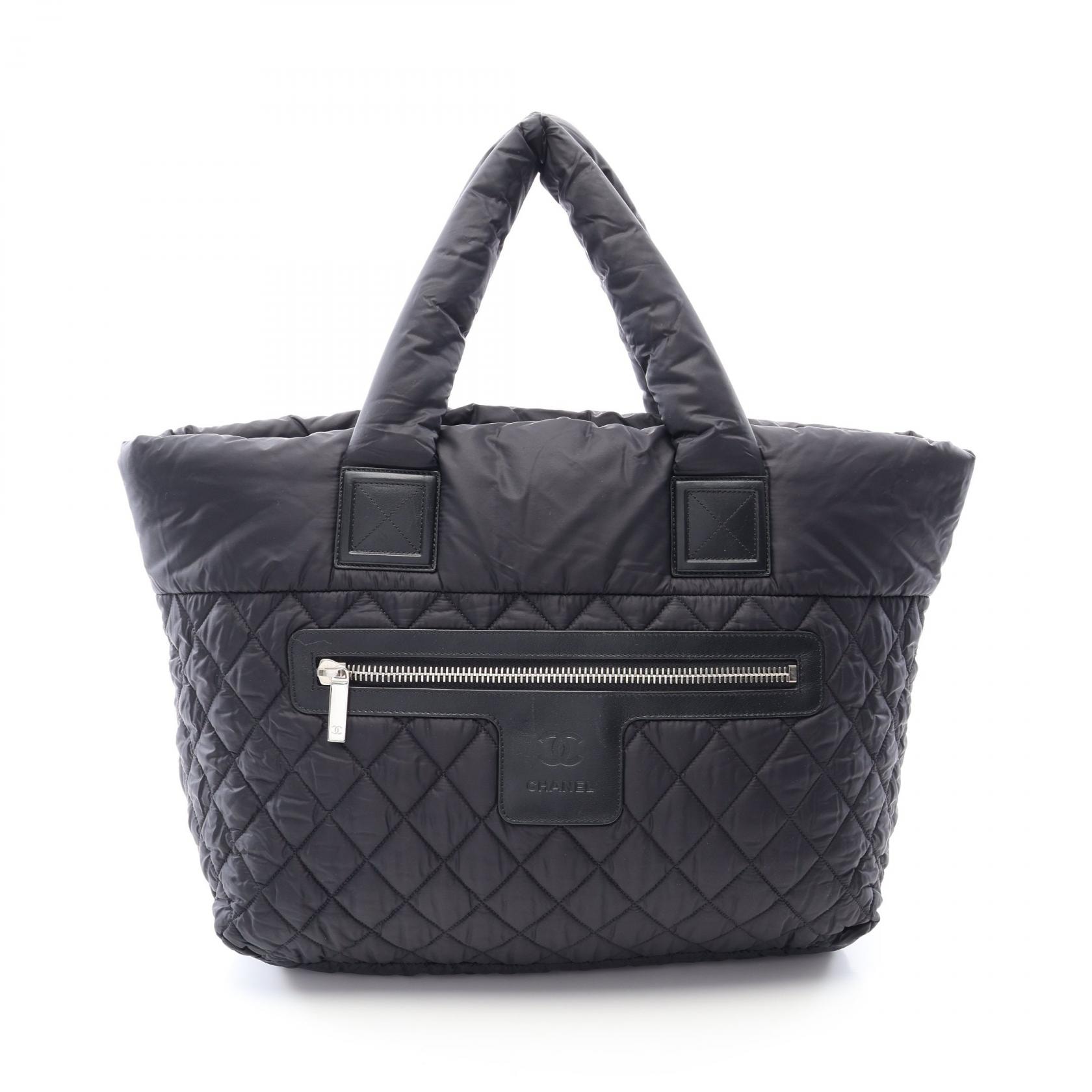 シャネル CHANEL コココクーンMM トートバッグ バッグ ナイロン レザー レディース ブラック系 A48611 【中古】