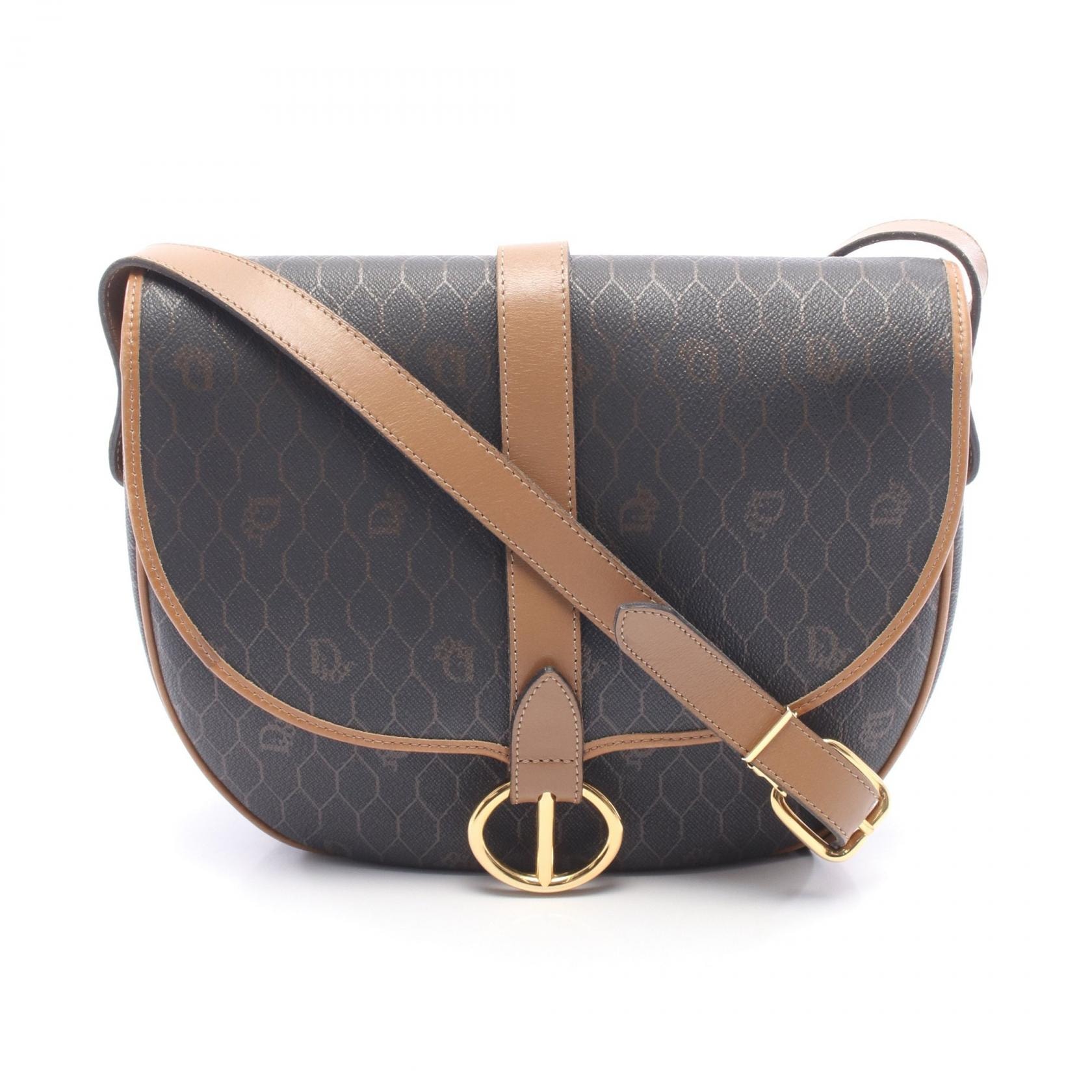 ディオール Dior ハニカム ショルダーバッグ バッグ PVCコーティングキャンバス レザー レディース ブラック系 / ブラウン系 【中古】