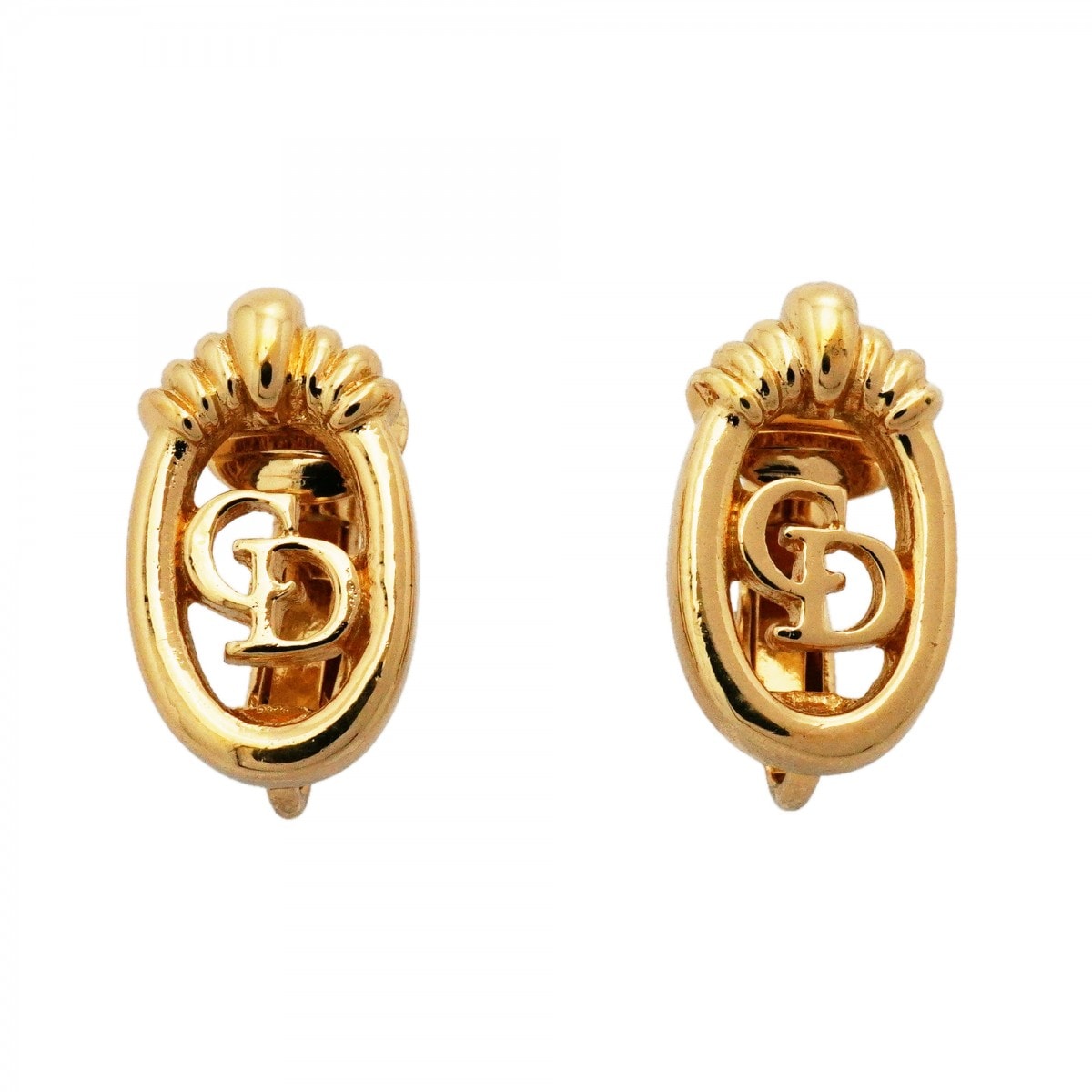【6jdb0349-k】クリスチャンディオール イヤリング CDロゴ GPメッキ ゴールド【中古】レディース