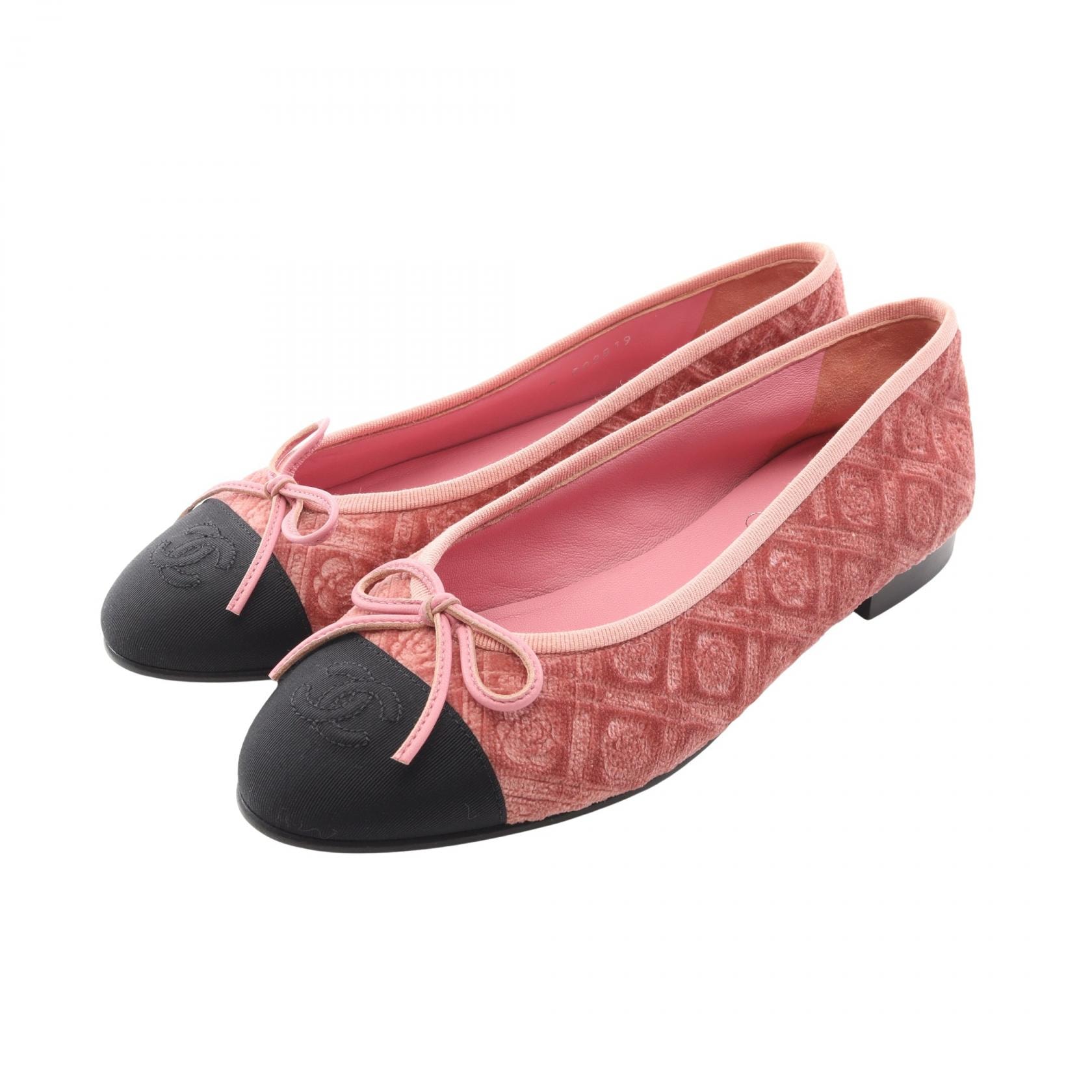 シャネル CHANEL BALLERINA バレリーナ ココマーク パンプス 靴 ファブリック ファブリック レディース ピンク系 / ブラック系 G02819 【中古】