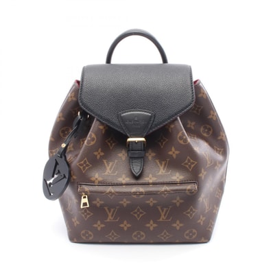 ルイ・ヴィトン LOUIS VUITTON モンスリ NM PM リュックサック バックパック バッグ PVCコーティングキャンバス レザー モノグラム ノワール レディース ブラウン系 / ブラック系 M45515 【中古】