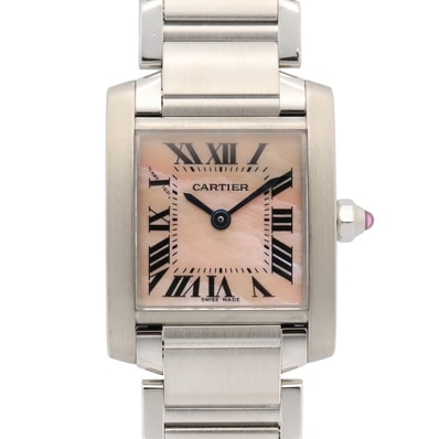 カルティエ CARTIER タンクフランセーズ SM 腕時計 時計 ステンレススチール レディース ピンク系 ピンクシェル W51028Q3 【中古】