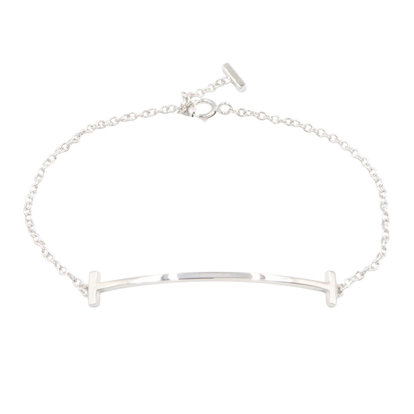 ティファニー TIFFANY&CO Tスマイル スモール ブレスレッド ブレスレット アクセサリー K18WG(ホワイトゴールド) レディース シルバー系 【中古】