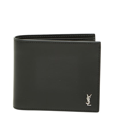 サンローラン タイニーカサンドラ YSLロゴ 二つ折り財布 ブラック レザー レディース SAINT LAURENT 【中古】