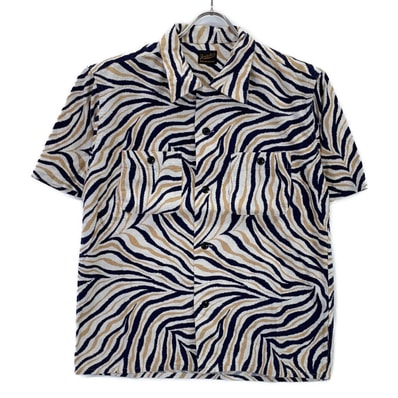 テンダーロイン ベージュ ゼブラ柄 長袖 開襟シャツ XS