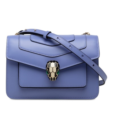 ブルガリ セルペンティ フォーエバー 斜め掛け チェーン ショルダーバッグ パープル レザー レディース BVLGARI 【中古】