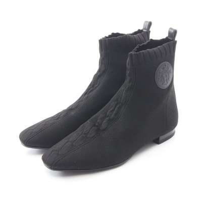 エルメス HERMES DUO デュオ アンクル ブーツ 靴 ファブリック レザー レディース ブラック系 【中古】