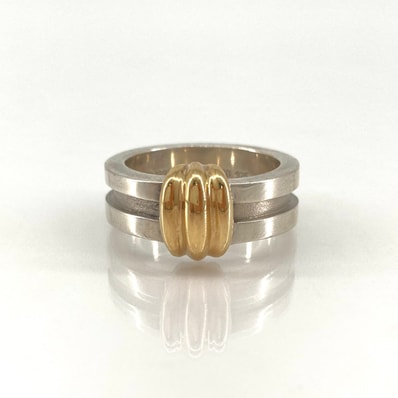 TIFFANY&Co.(ティファニー) グルーブド ウィズ Ag925/750 #13号 リング・指輪 シルバー×ゴールド