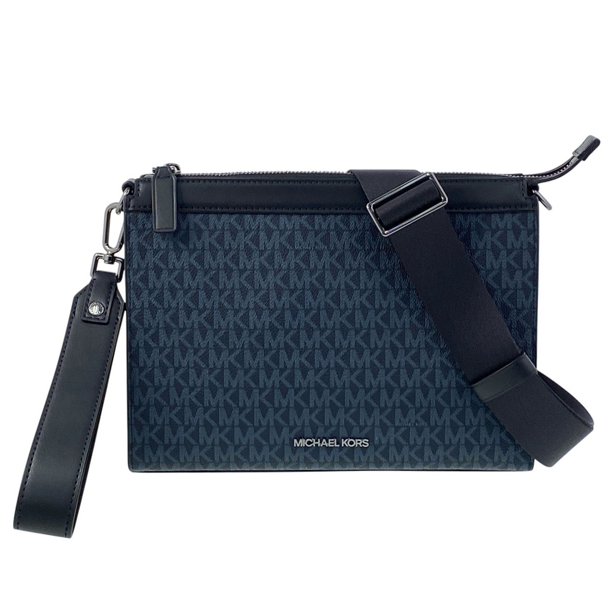 Michael Kors マイケルコース MK COOPER 3 IN 1 クロスボディ ポーチ ショルダーバッグ 37R6LCOM2B PVC ネイビー  メンズ【中古】