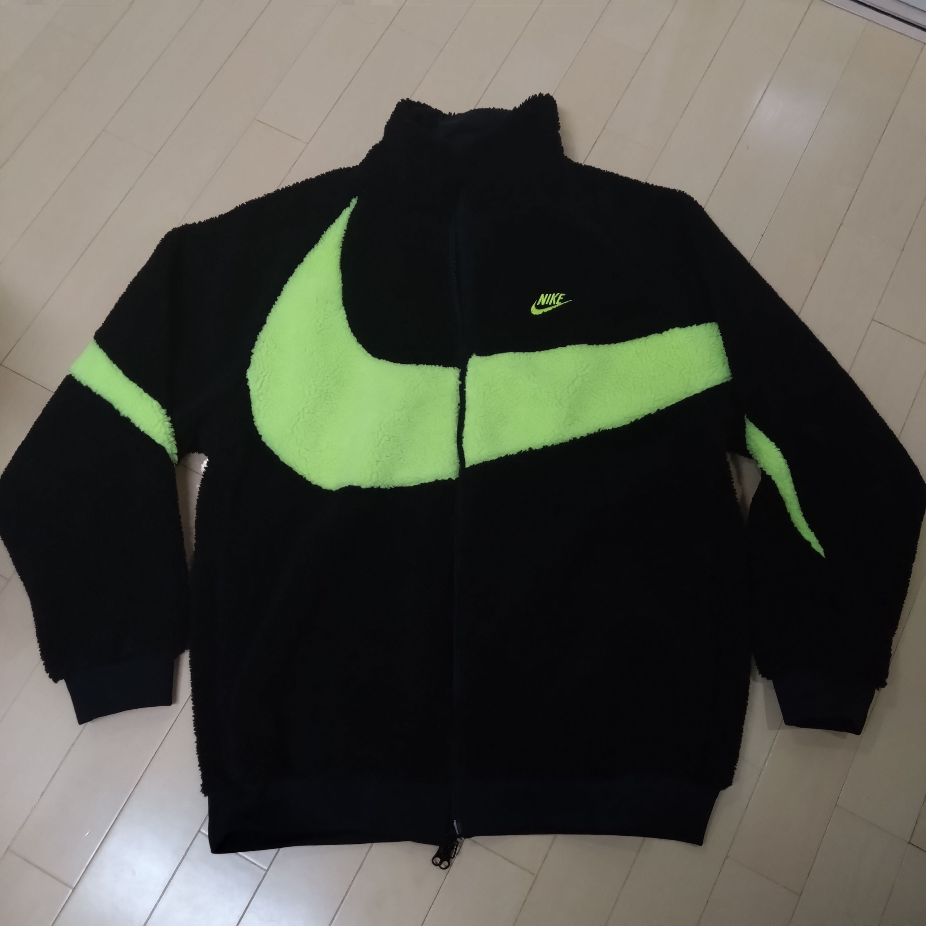Nike Big Swoosh Reversible Boa Jacket"Black Neon"