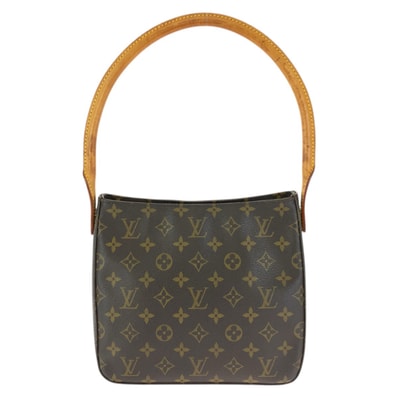 美品 LOUIS VUITTON ルイヴィトン モノグラム ルーピングMM ブラウン ゴールド金具 PVC レザー/ ショルダーバッグ 601540 【中古】