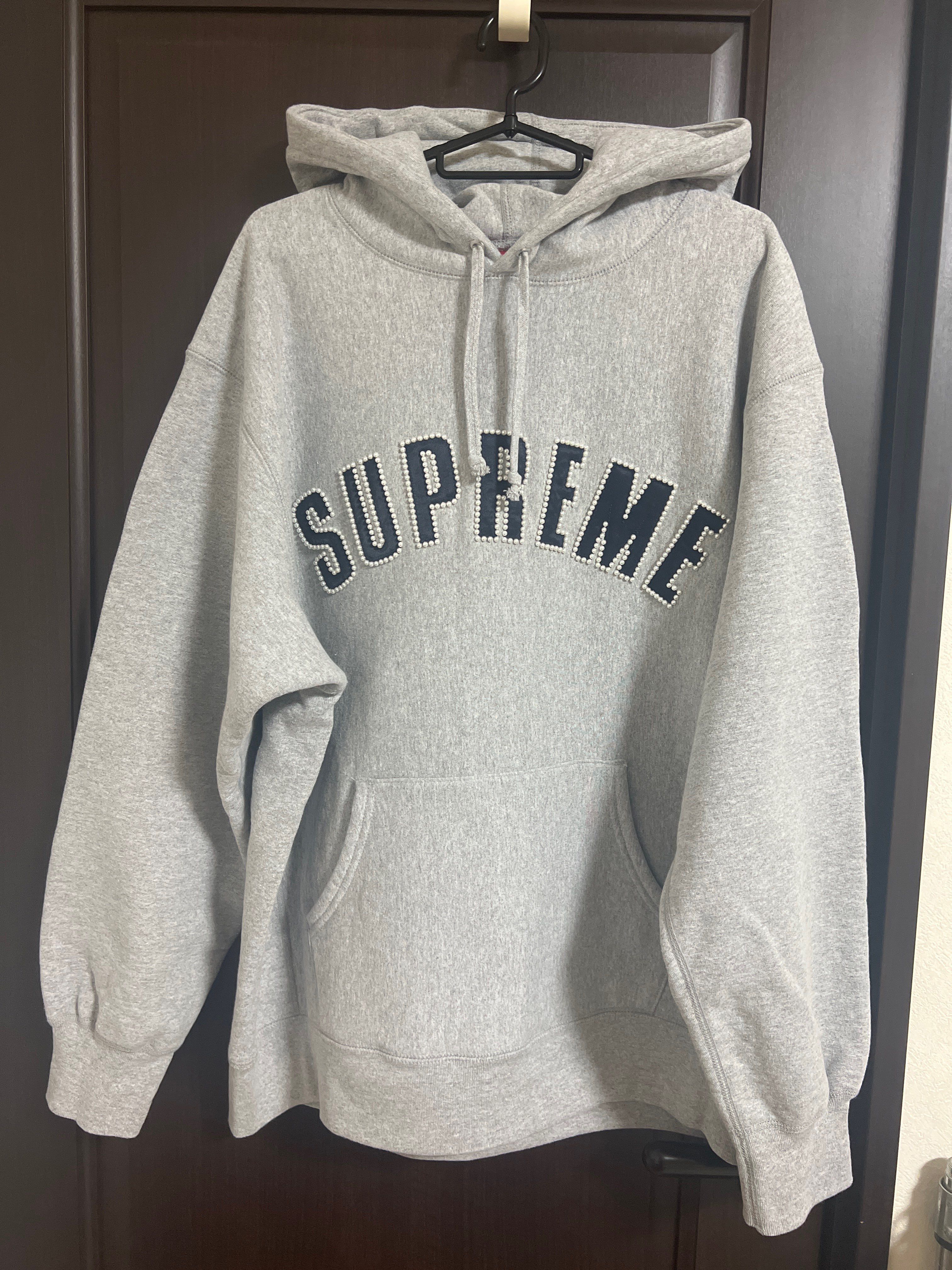 Supreme Pearl Logo Hooded Sweatshirt "Grey"
