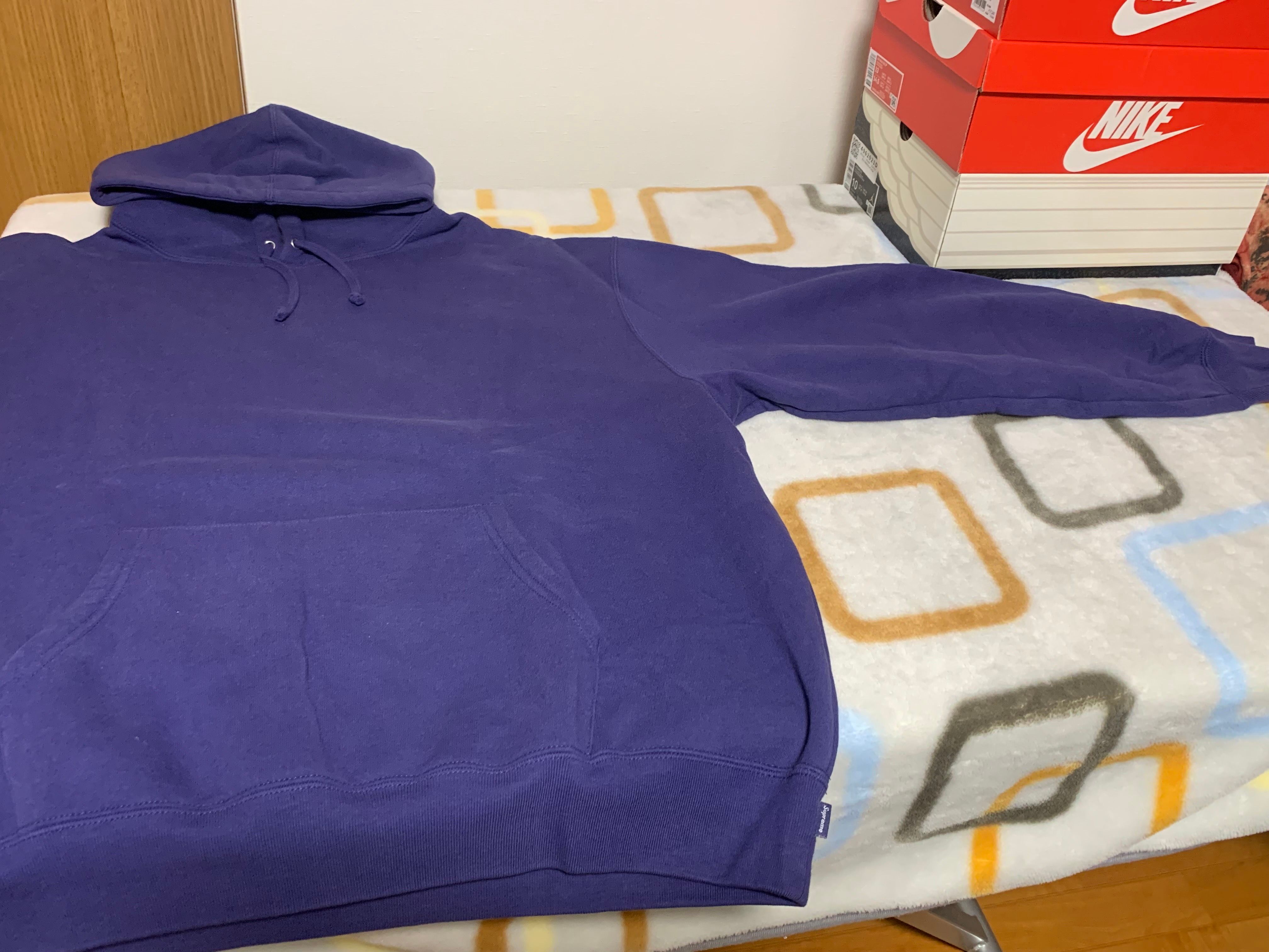 Supreme Satin Applique Hooded Sweatshirt "Washed Navy"