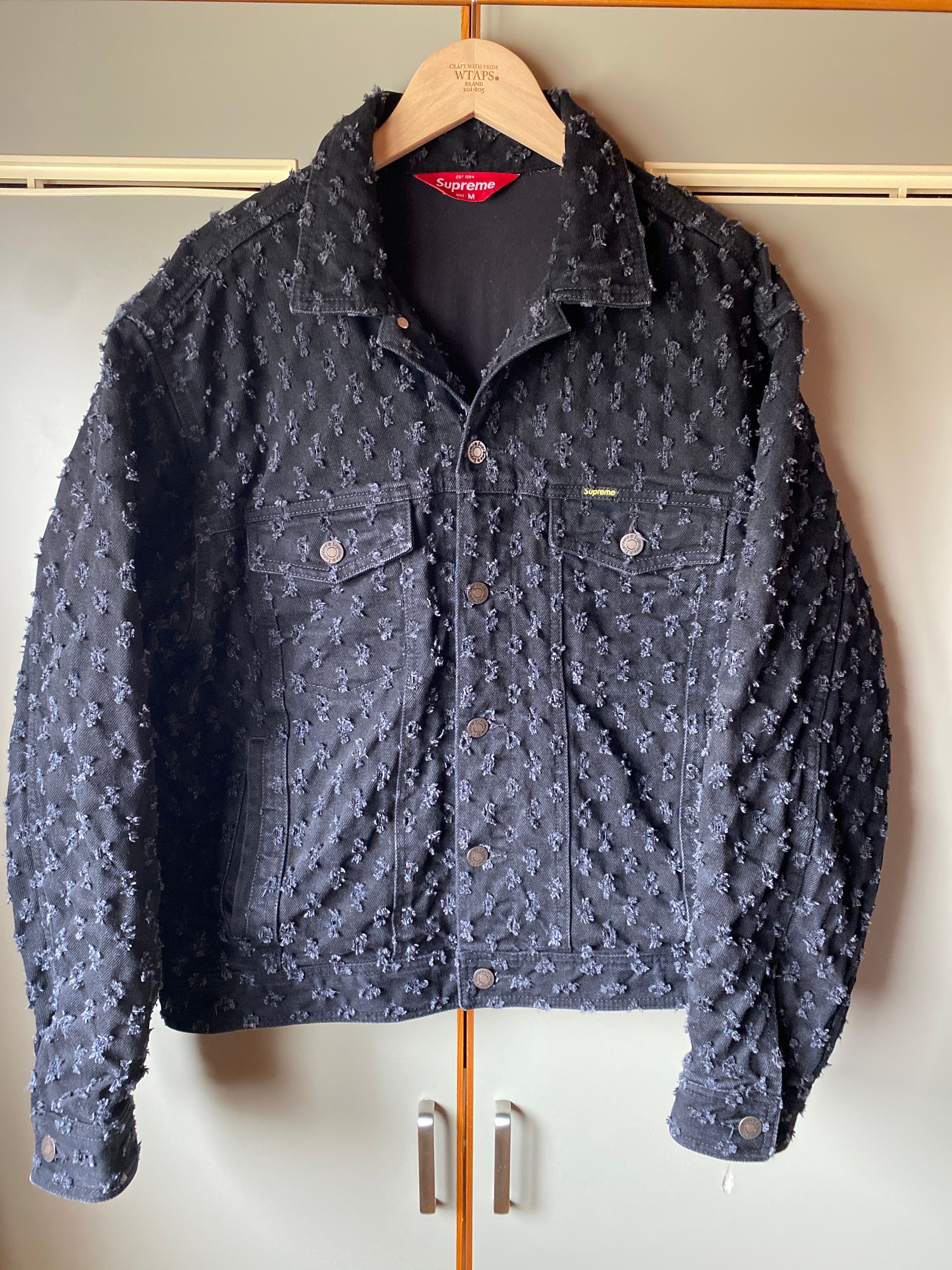 Supreme Hole Punch Denim Trucker Jacket "Black"