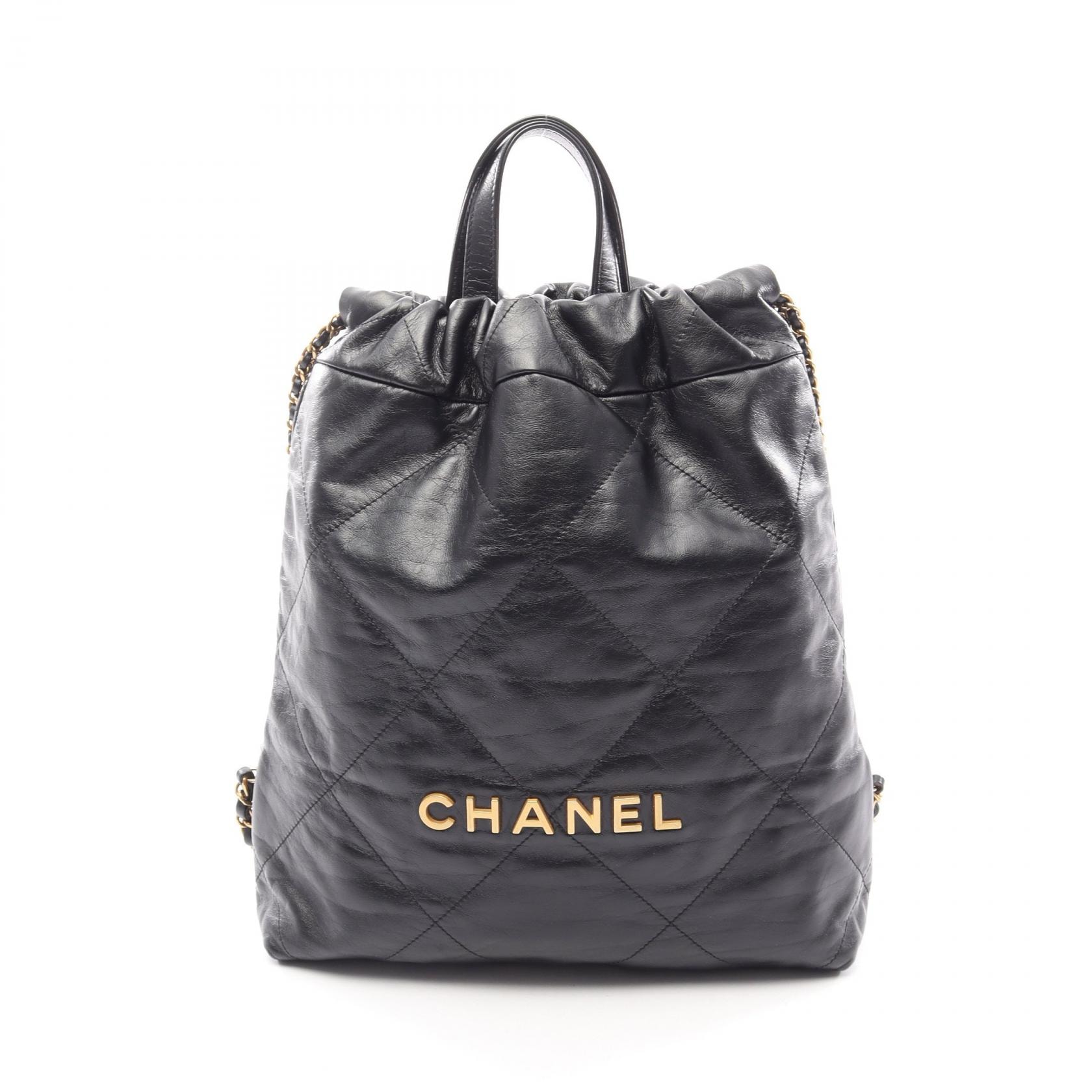 シャネル CHANEL シャネル22 スモール リュックサック バックパック バッグ レザー レディース ブラック系 【中古】