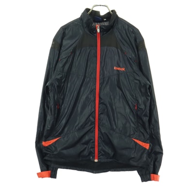 Reebok リーボック ロゴプリント 長袖 裏地メッシュ トラックジャケット L ブラック