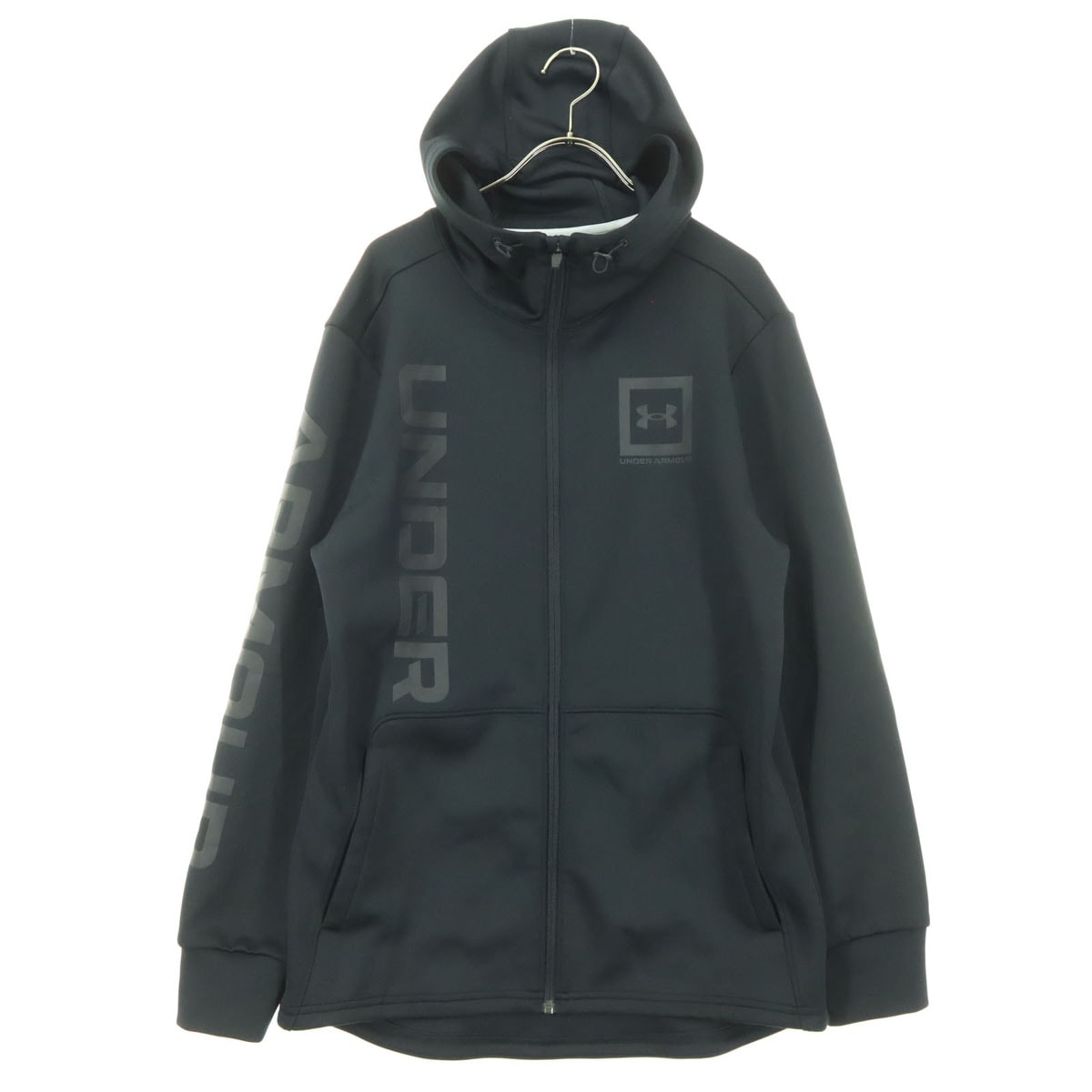 美品 UNDER ARMOUR アンダーアーマー プリント 長袖 ジャージ ジップパーカー L ブラック