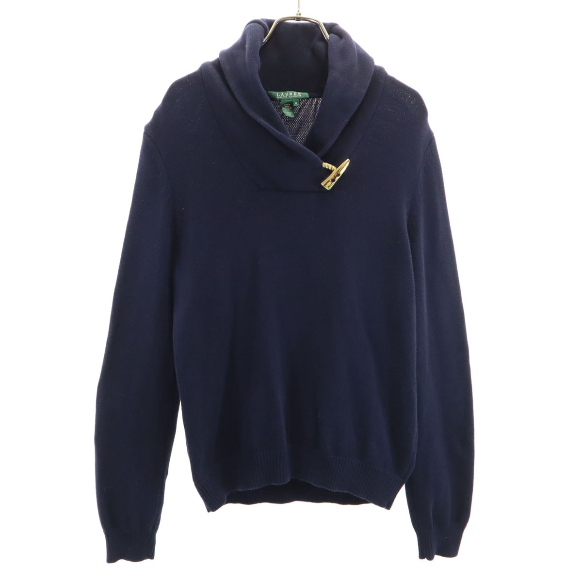 LAUREN RALPH LAUREN ローレンラルフローレン 長袖 ショールカラー セーター M ネイビー ニット