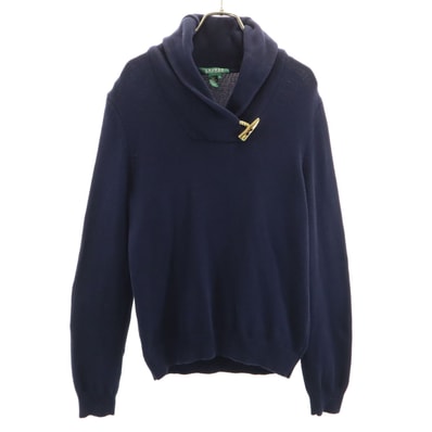 LAUREN RALPH LAUREN ローレンラルフローレン 長袖 ショールカラー セーター M ネイビー ニット