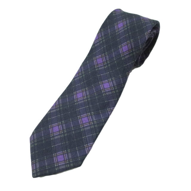 Fattori x International Gallery BEAMS ファットーリ インターナショナルギャラリービームス 別注 イタリア製 ウールシルクチェックネクタイ パープル g8336