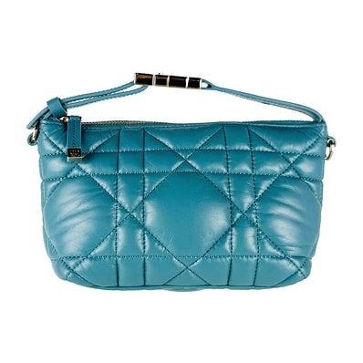 クリスチャンディオール Christian Dior ハンドバッグ ノマド ポーチ スモール レザー ターコイズブルー レディース【中古】 z11098