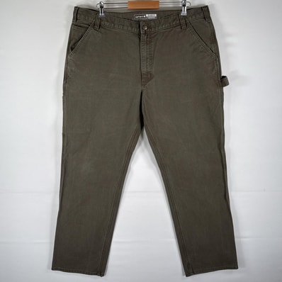古着 カーハート Carhartt ワークパンツ ダック地 ペインター ジップ ワンポイントロゴ 作業着 w42 L34 ブラウン系 メンズ